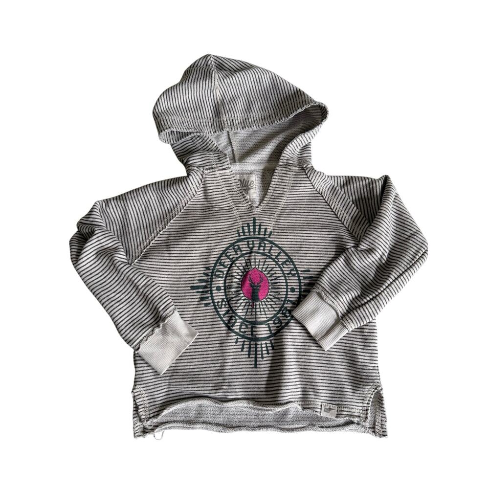 Blue 84 Youth Gray Pink Striped Hoodie Compass Graphic XS (8)